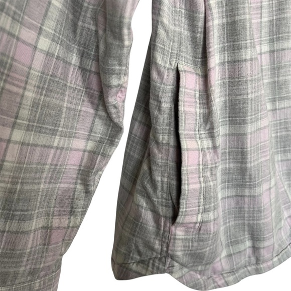 L.L. Bean Pink & Gray Plaid Button Down Shirt Cotton Lined Size Medium - Picture 8 of 9
